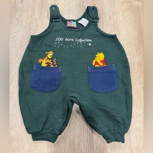 90s Vintage Disney Green Overalls with Pooh and Tigger